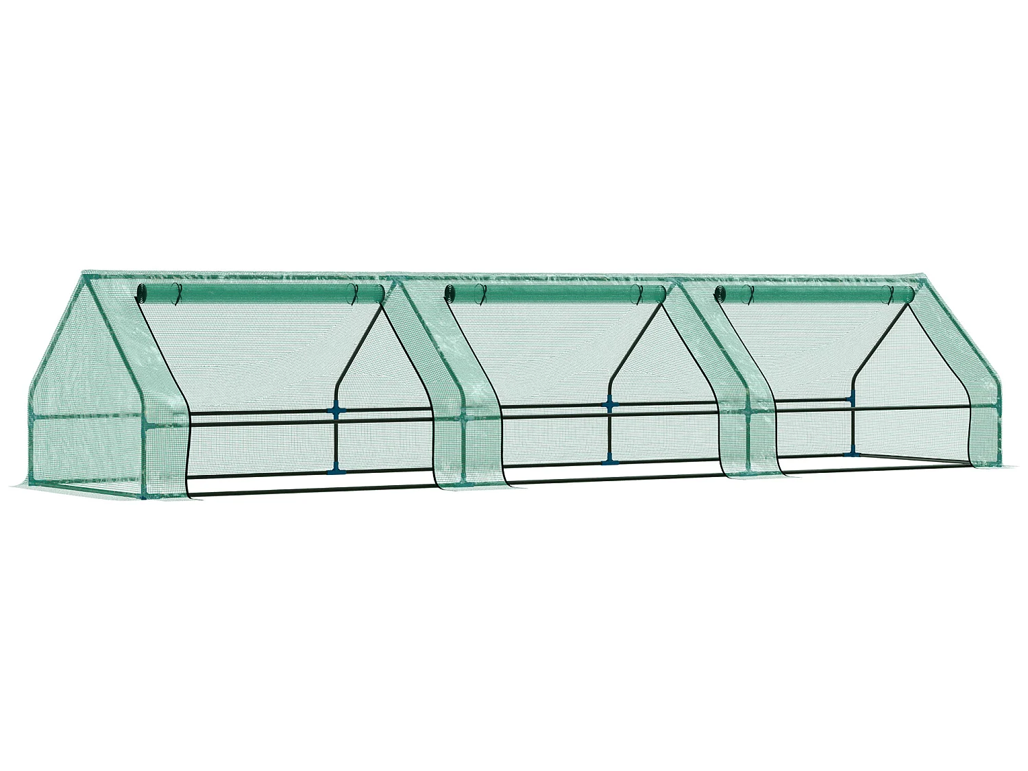 Mini serre de jardin serre à tomates 400L x 100l x 80H cm acier PE haute densité 140 g/m² anti-UV 3 fenêtres avec zip enroulables vert