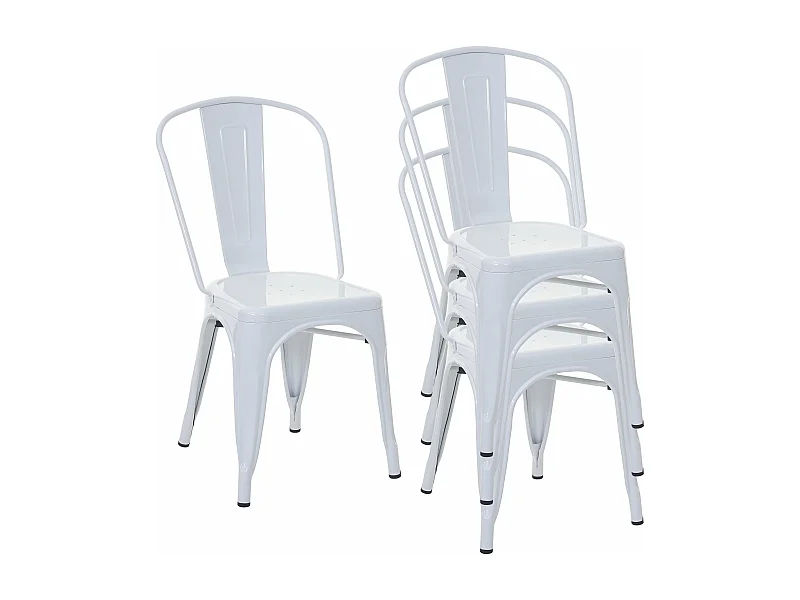 4x chaises de salle à manger cuisine bistro design industriel en métal blanc empilable 04_0000546