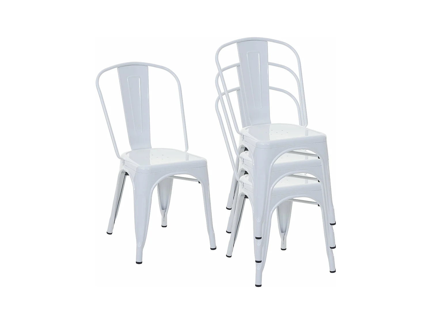 4x chaises de salle à manger cuisine bistro design industriel en métal blanc empilable 04_0000546