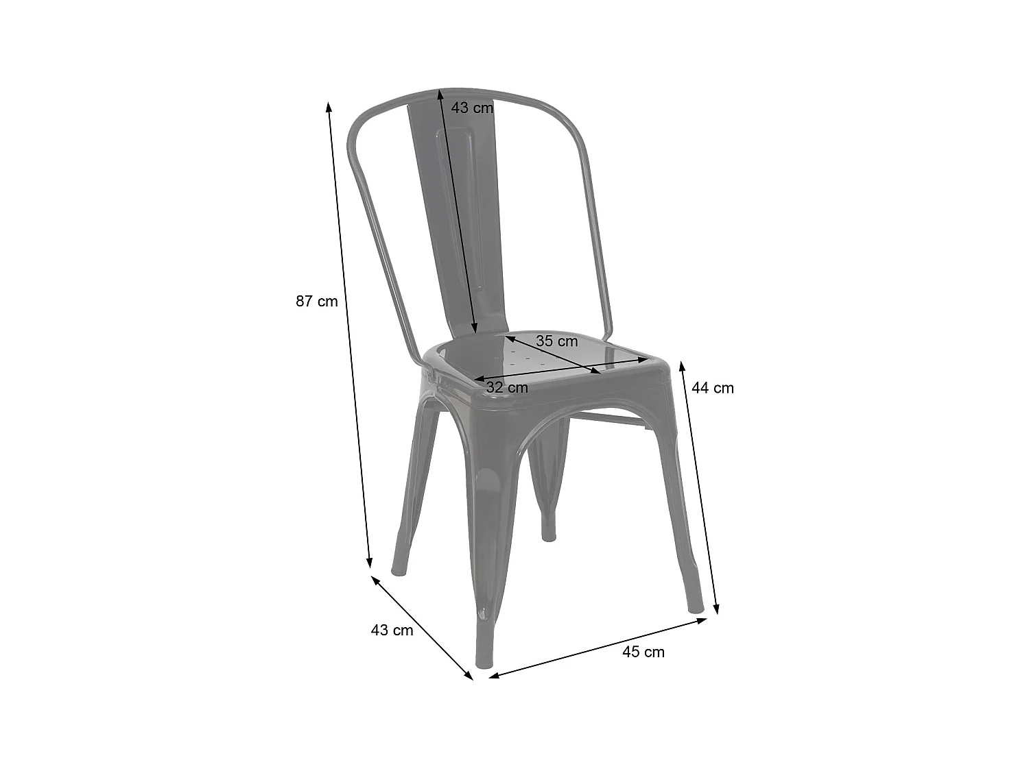 4x chaises de salle à manger cuisine bistro design industriel en métal blanc empilable 04_0000546
