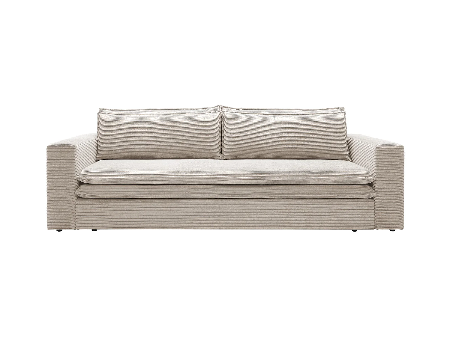 Sofá de 3 lugares convertível em veludo canelado creme - TILIA