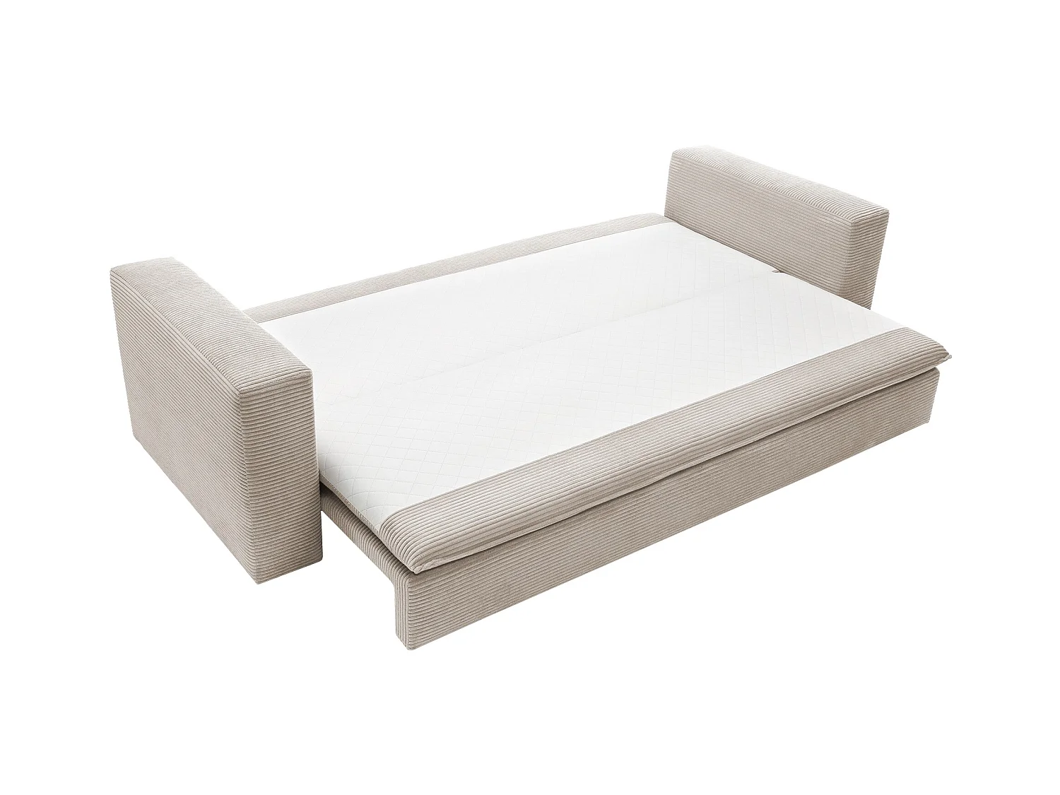 Sofá de 3 lugares convertível em veludo canelado creme - TILIA