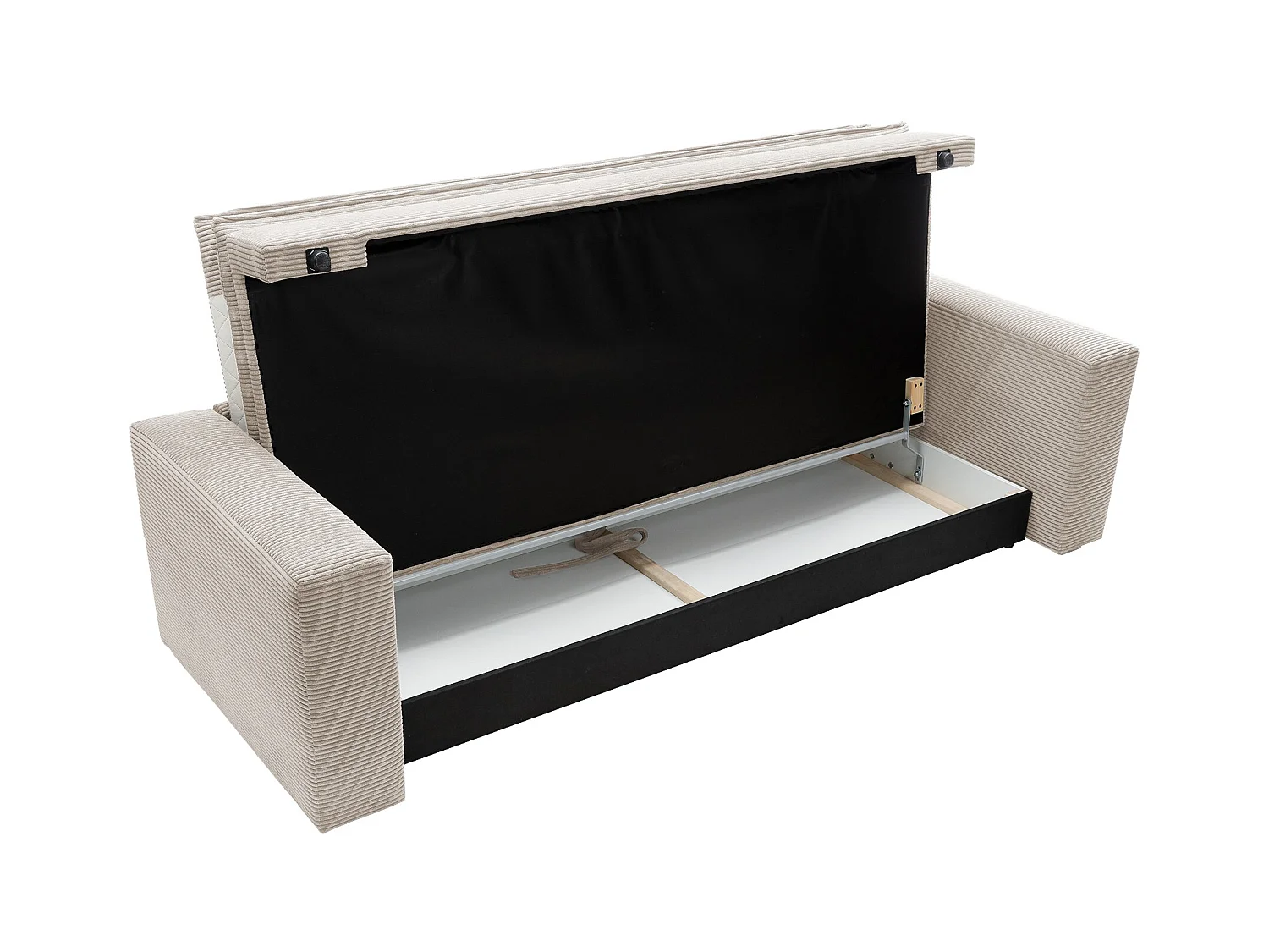 Sofá de 3 lugares convertível em veludo canelado creme - TILIA