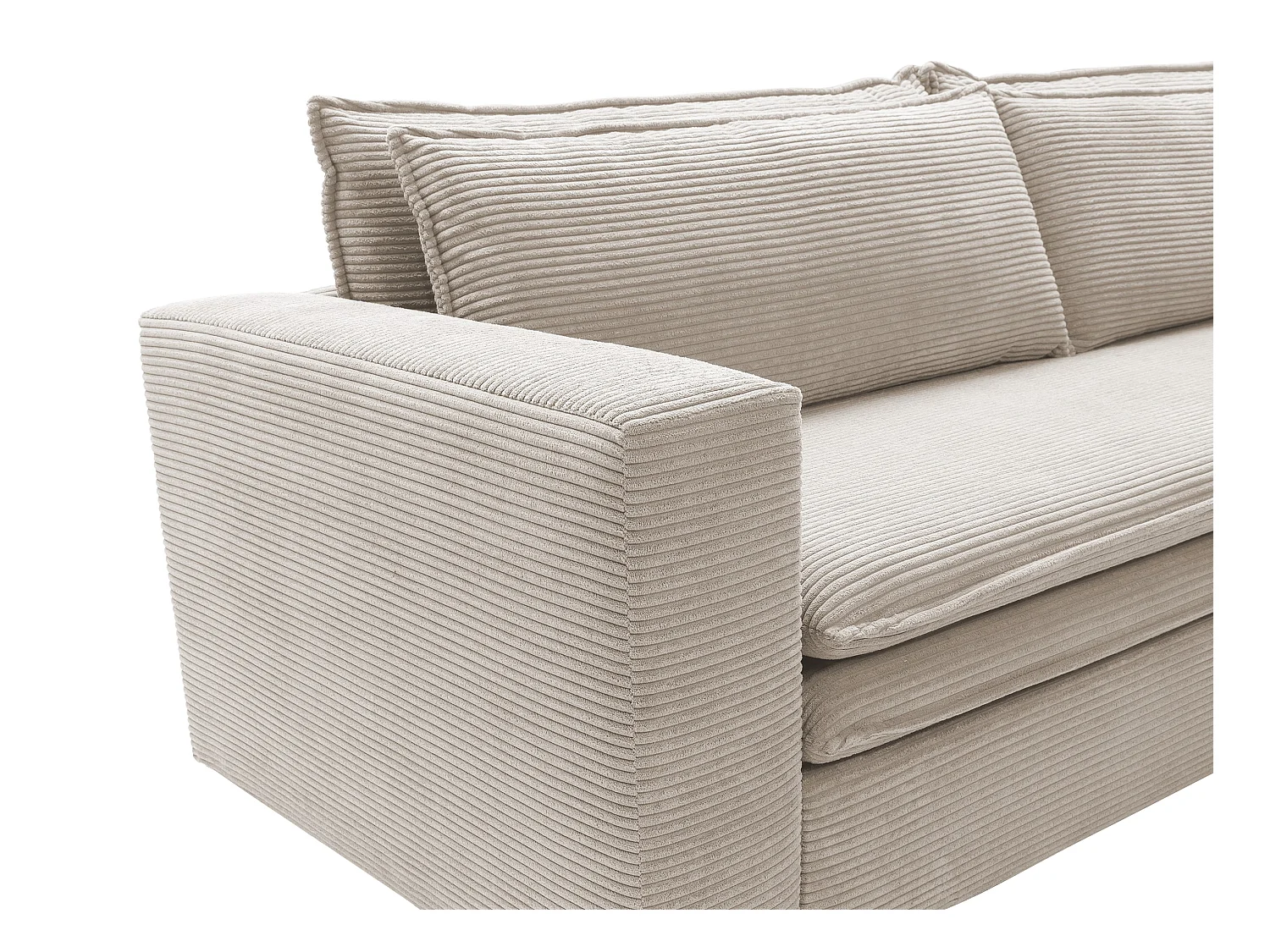 Sofá de 3 lugares convertível em veludo canelado creme - TILIA