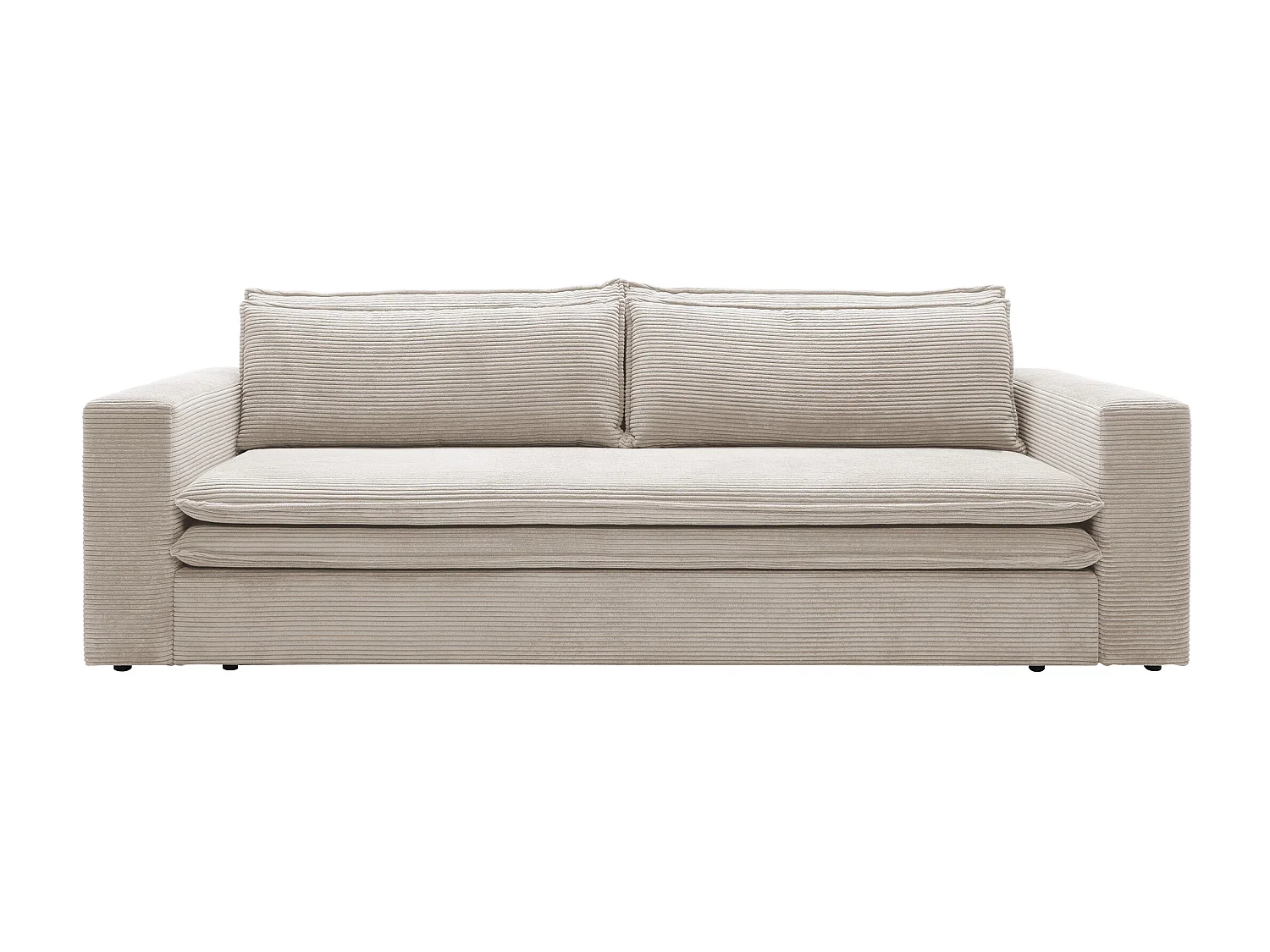 Canapé 3 places convertible en velours côtelé crème TILIA