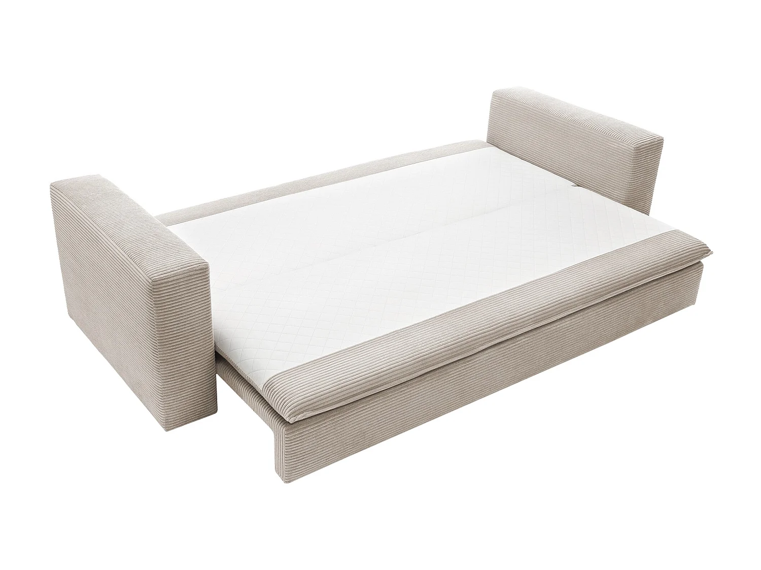 Canapé 3 places convertible en velours côtelé crème TILIA