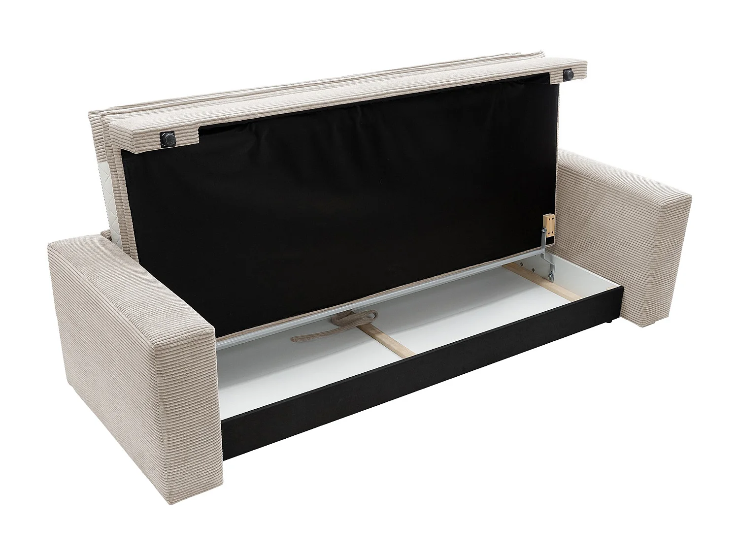 Canapé 3 places convertible en velours côtelé crème TILIA