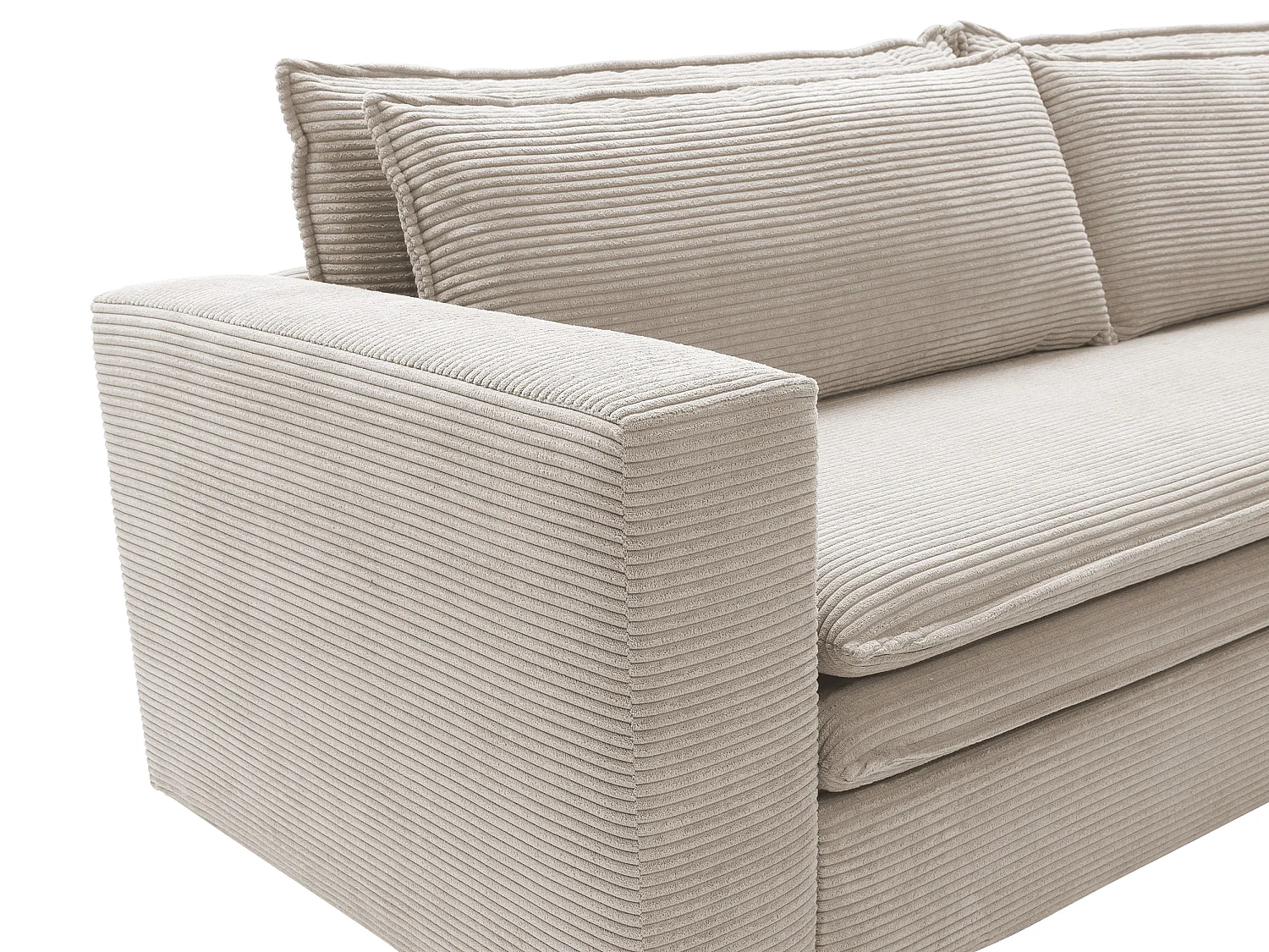 Canapé 3 places convertible en velours côtelé crème TILIA