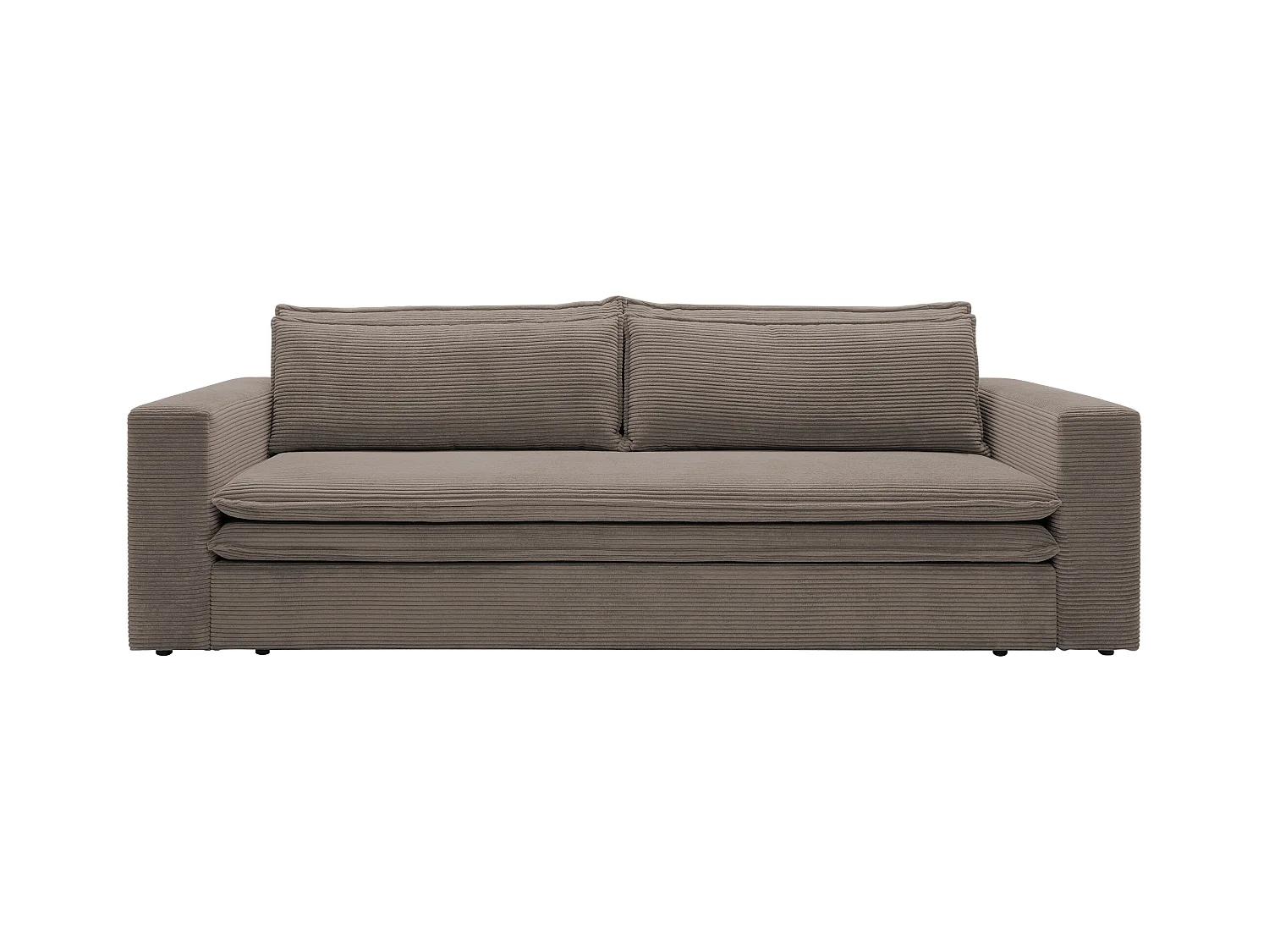 Canapé 3 places convertible en velours côtelé taupe TILIA