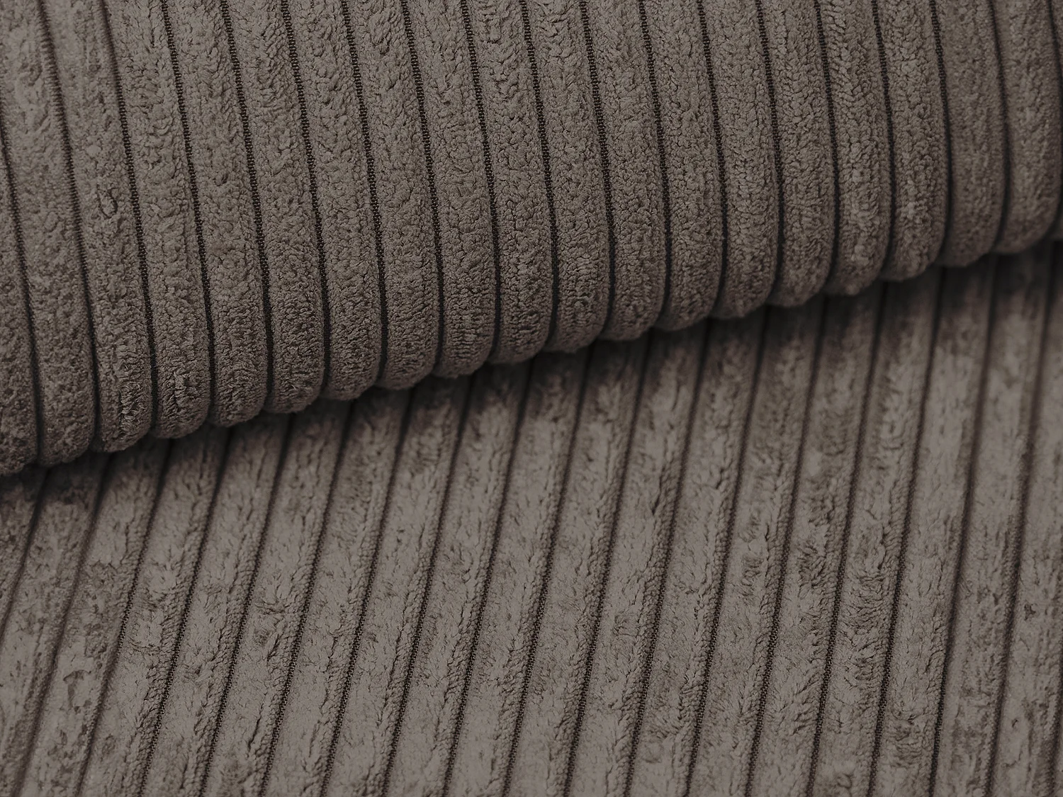 Canapé 3 places convertible en velours côtelé taupe TILIA