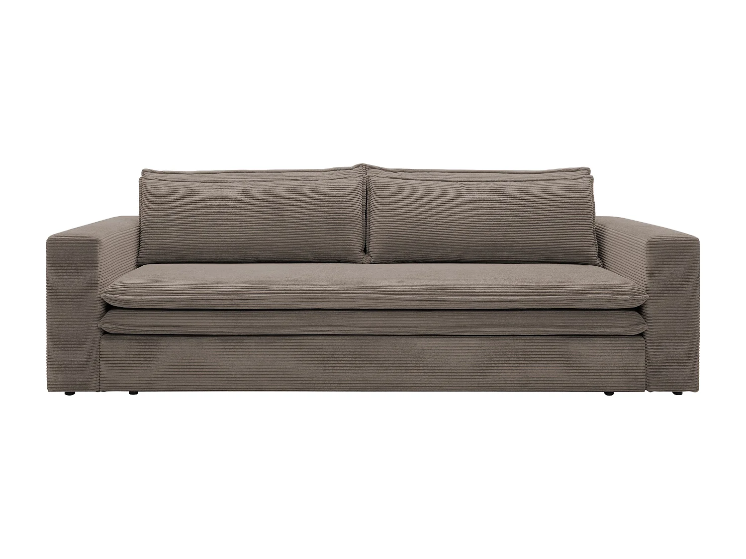 Canapé 3 places convertible en velours côtelé taupe TILIA
