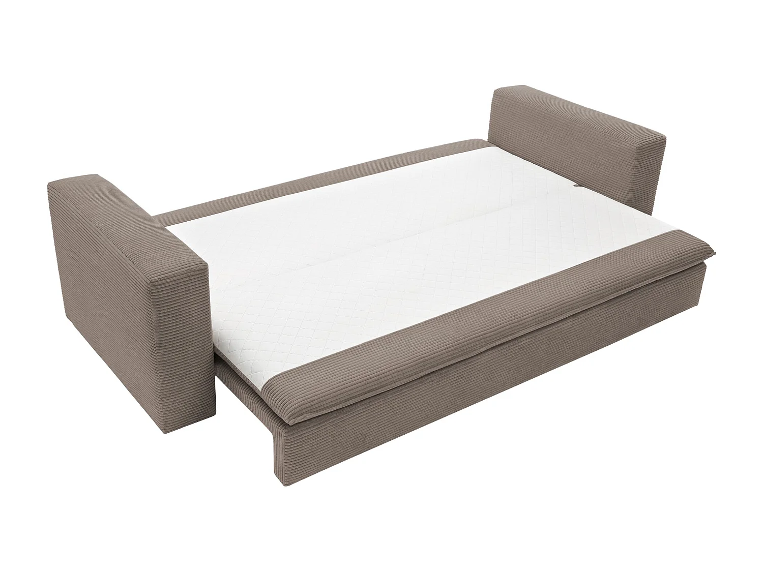 Canapé 3 places convertible en velours côtelé taupe TILIA