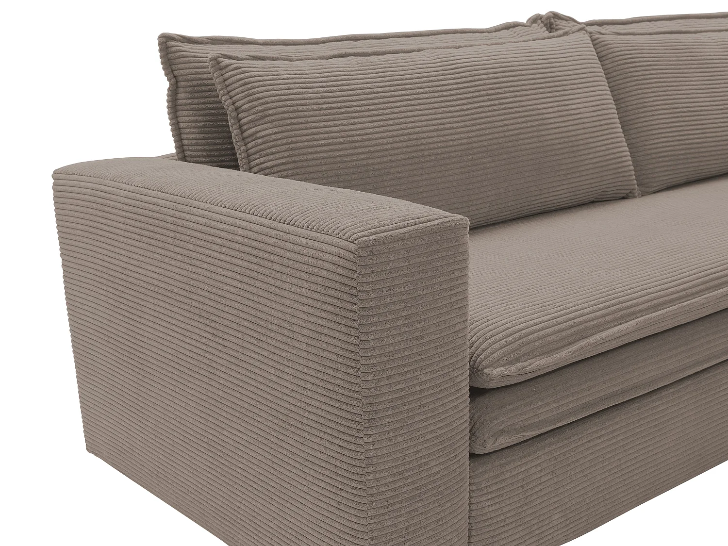 Canapé 3 places convertible en velours côtelé taupe TILIA