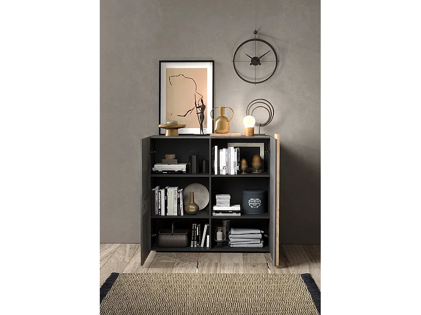 Buffet haut 2 portes VENUS Titan-Mercury 121x114x44 cm