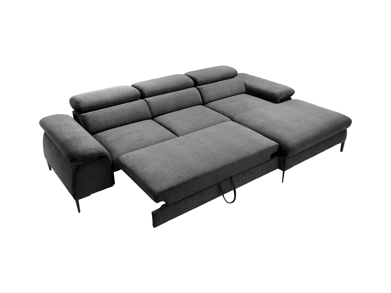 Canapé d'angle droit convertible en velours gris anthracite SEPINA de Pascal Morabito