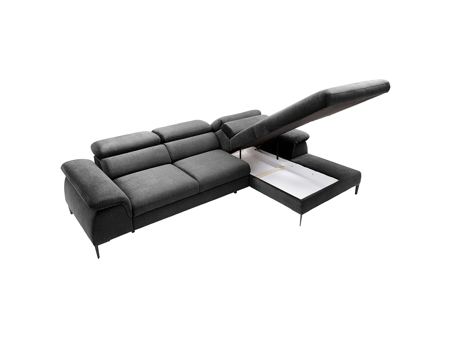 Canapé d'angle droit convertible en velours gris anthracite SEPINA de Pascal Morabito