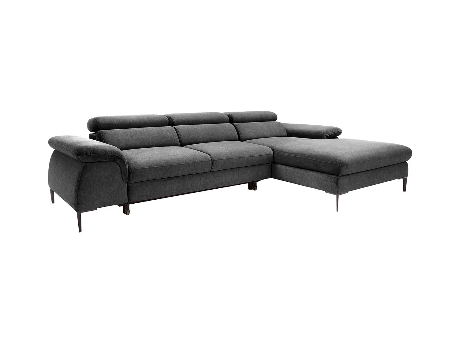 Canapé d'angle droit convertible en velours gris anthracite SEPINA de Pascal Morabito