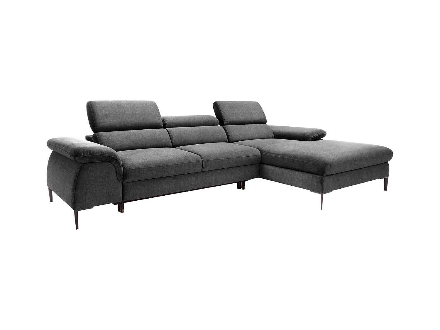 Sofa med hjørnesektion til højre med sovefunktion i antracitgrå fløjl SEPINA af Pascal Morabito