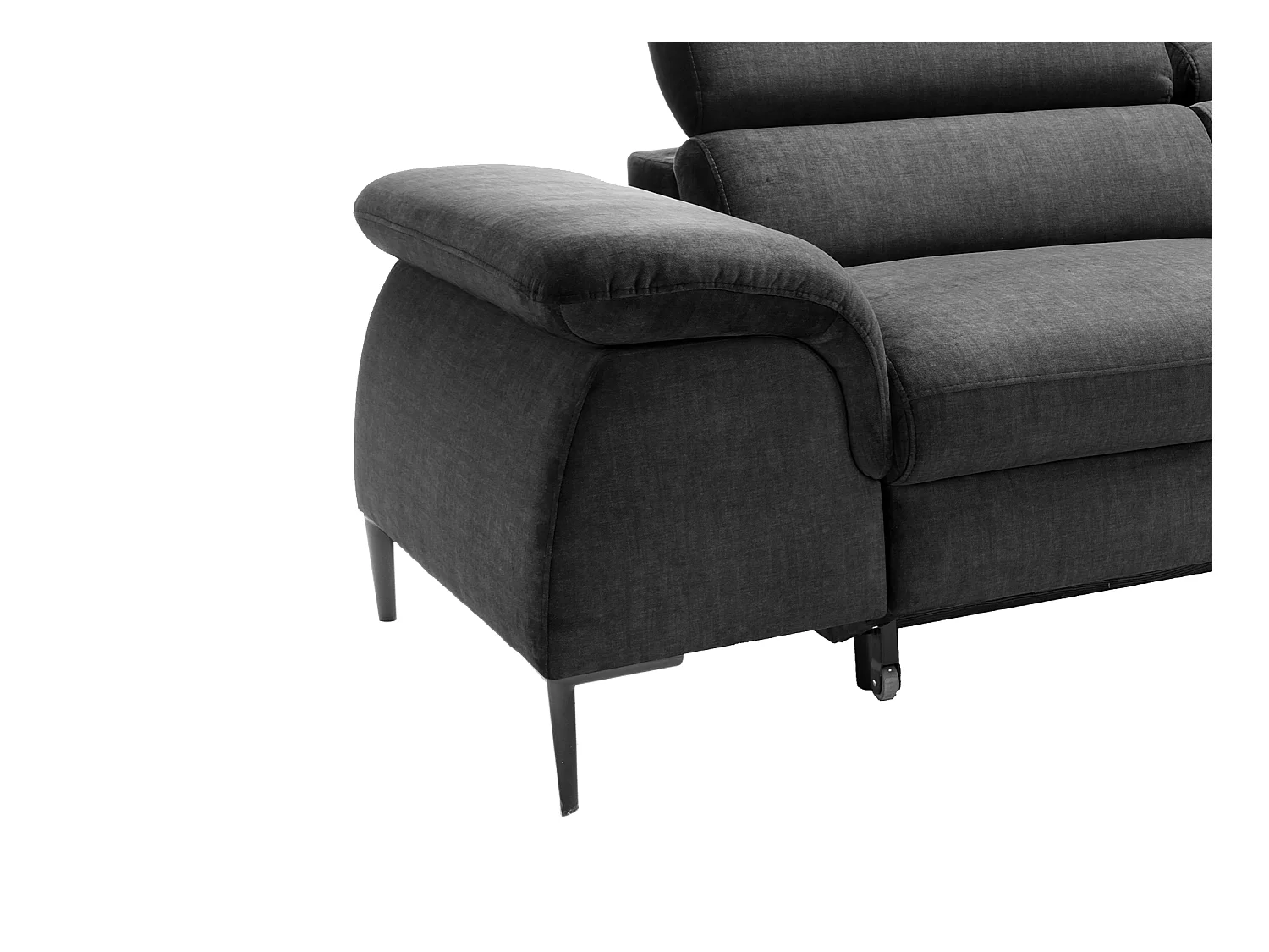 Sofa med hjørnesektion til højre med sovefunktion i antracitgrå fløjl SEPINA af Pascal Morabito