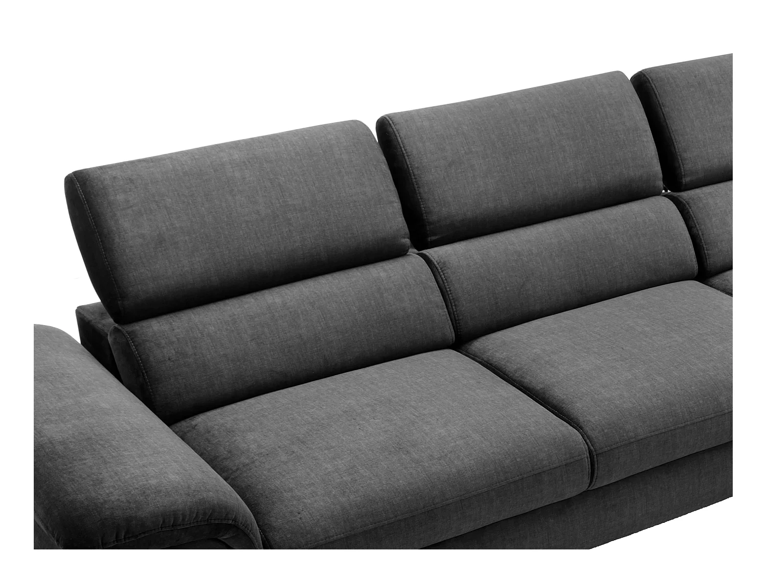 Sofa med hjørnesektion til højre med sovefunktion i antracitgrå fløjl SEPINA af Pascal Morabito