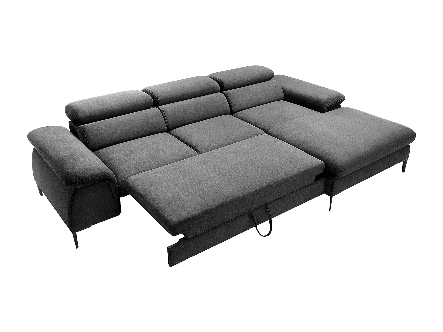 Ecksofa mit Schlaffunktion - Ecke rechts - Samt - Anthrazit - SEPINA von PASCAL MORABITO