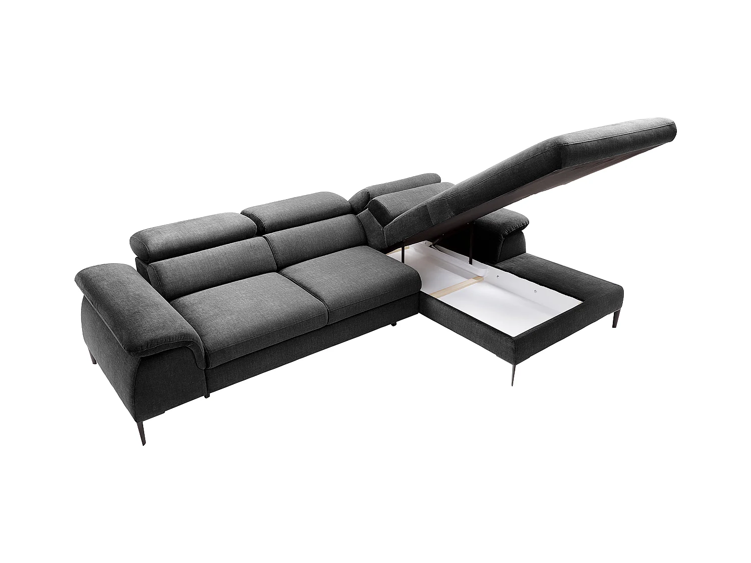 Ecksofa mit Schlaffunktion - Ecke rechts - Samt - Anthrazit - SEPINA von PASCAL MORABITO