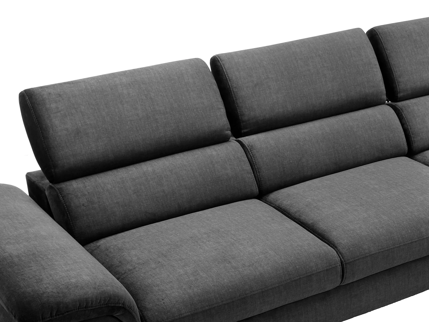 Ecksofa mit Schlaffunktion - Ecke rechts - Samt - Anthrazit - SEPINA von PASCAL MORABITO