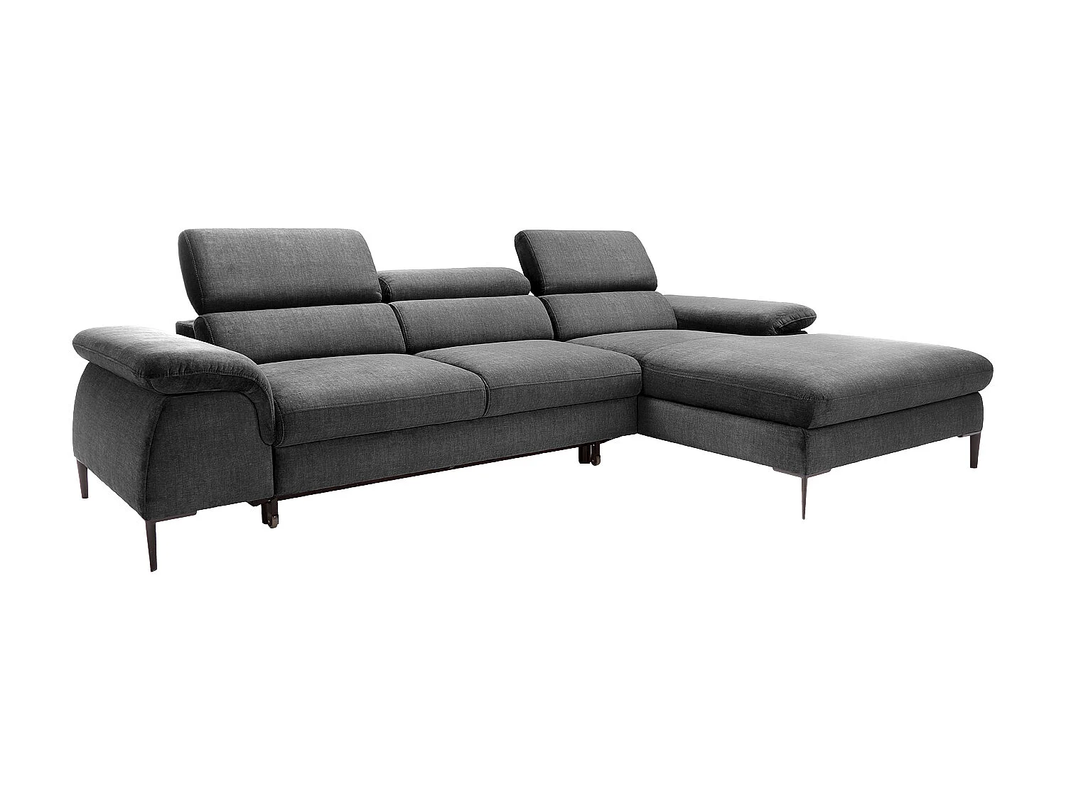 Ecksofa mit Schlaffunktion - Ecke rechts - Samt - Anthrazit - SEPINA von PASCAL MORABITO
