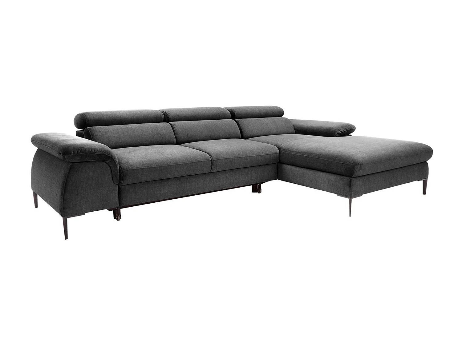 Ecksofa mit Schlaffunktion - Ecke rechts - Samt - Anthrazit - SEPINA von PASCAL MORABITO