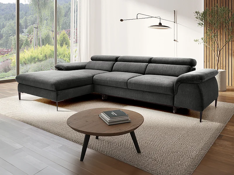 Divano letto in Velluto Antracite - Angolo a sinistra - SEPINA di Pascal Morabito