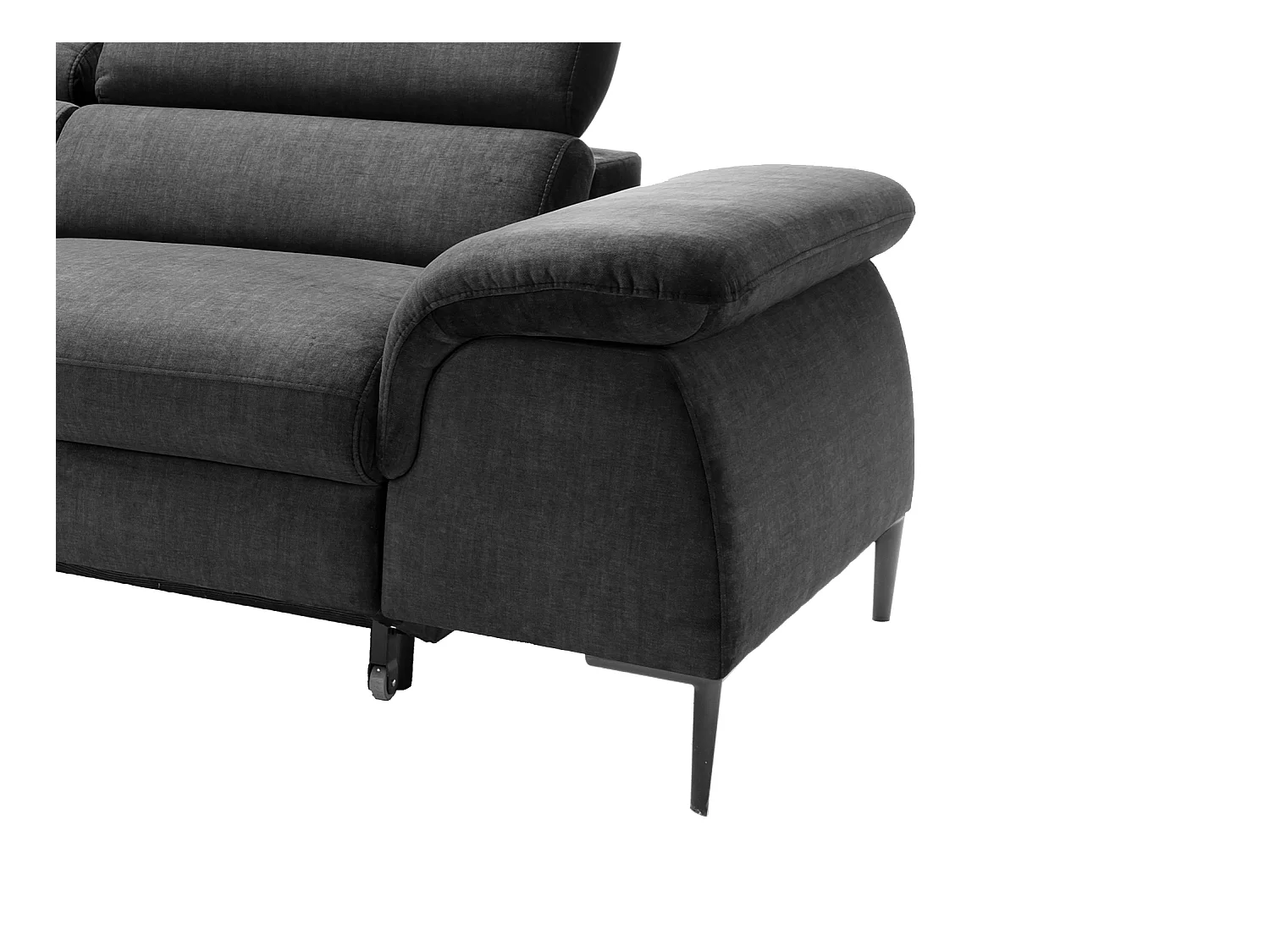 Ecksofa mit Schlaffunktion - Ecke links - Samt - Anthrazit - SEPINA