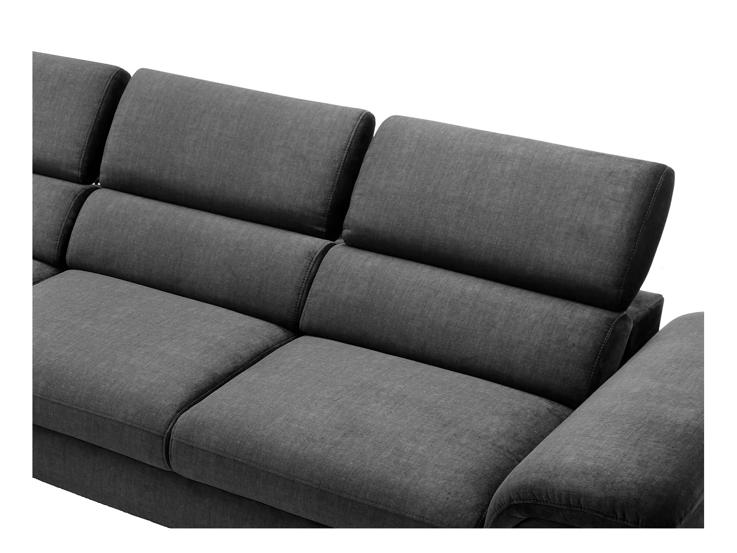 Ecksofa mit Schlaffunktion - Ecke links - Samt - Anthrazit - SEPINA