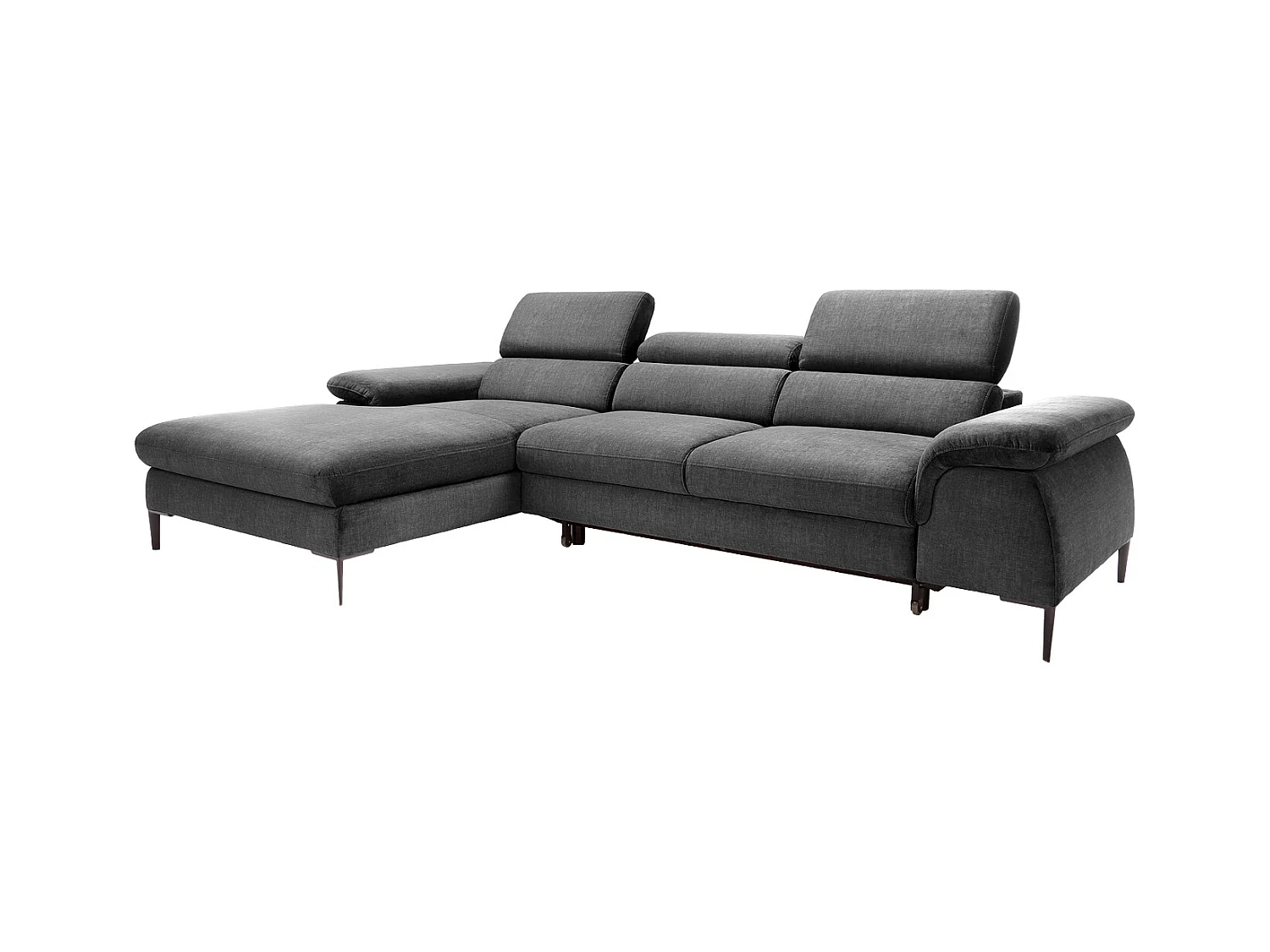 Ecksofa mit Schlaffunktion - Ecke links - Samt - Anthrazit - SEPINA