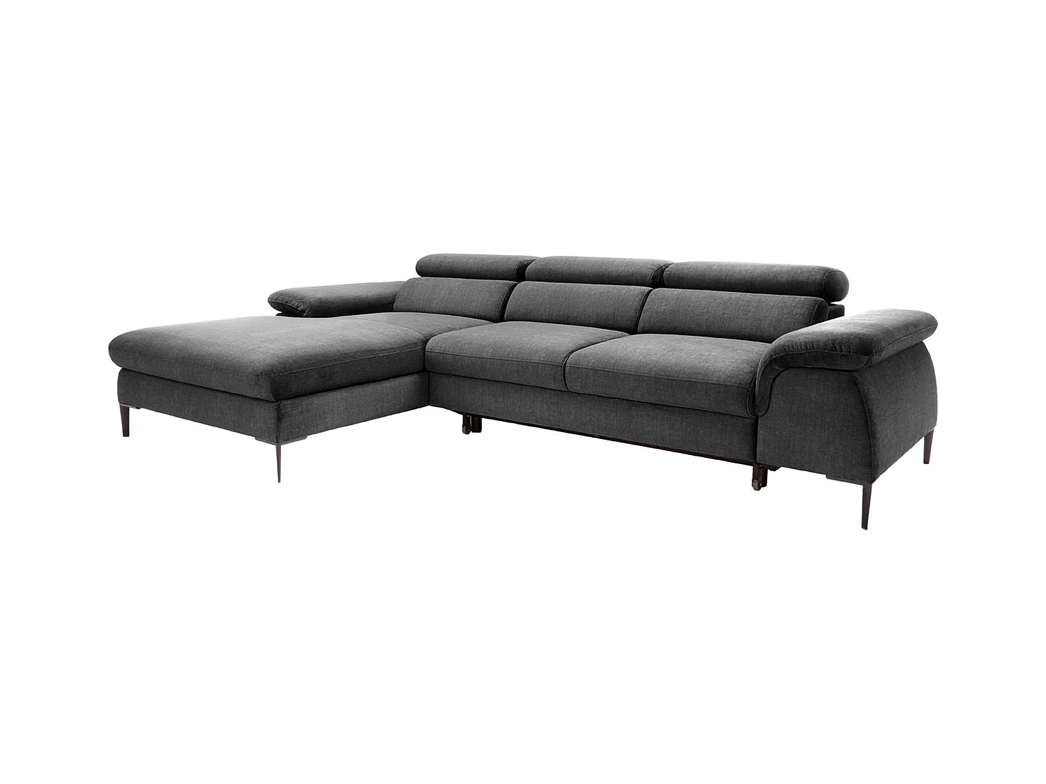 Ecksofa mit Schlaffunktion - Ecke links - Samt - Anthrazit - SEPINA