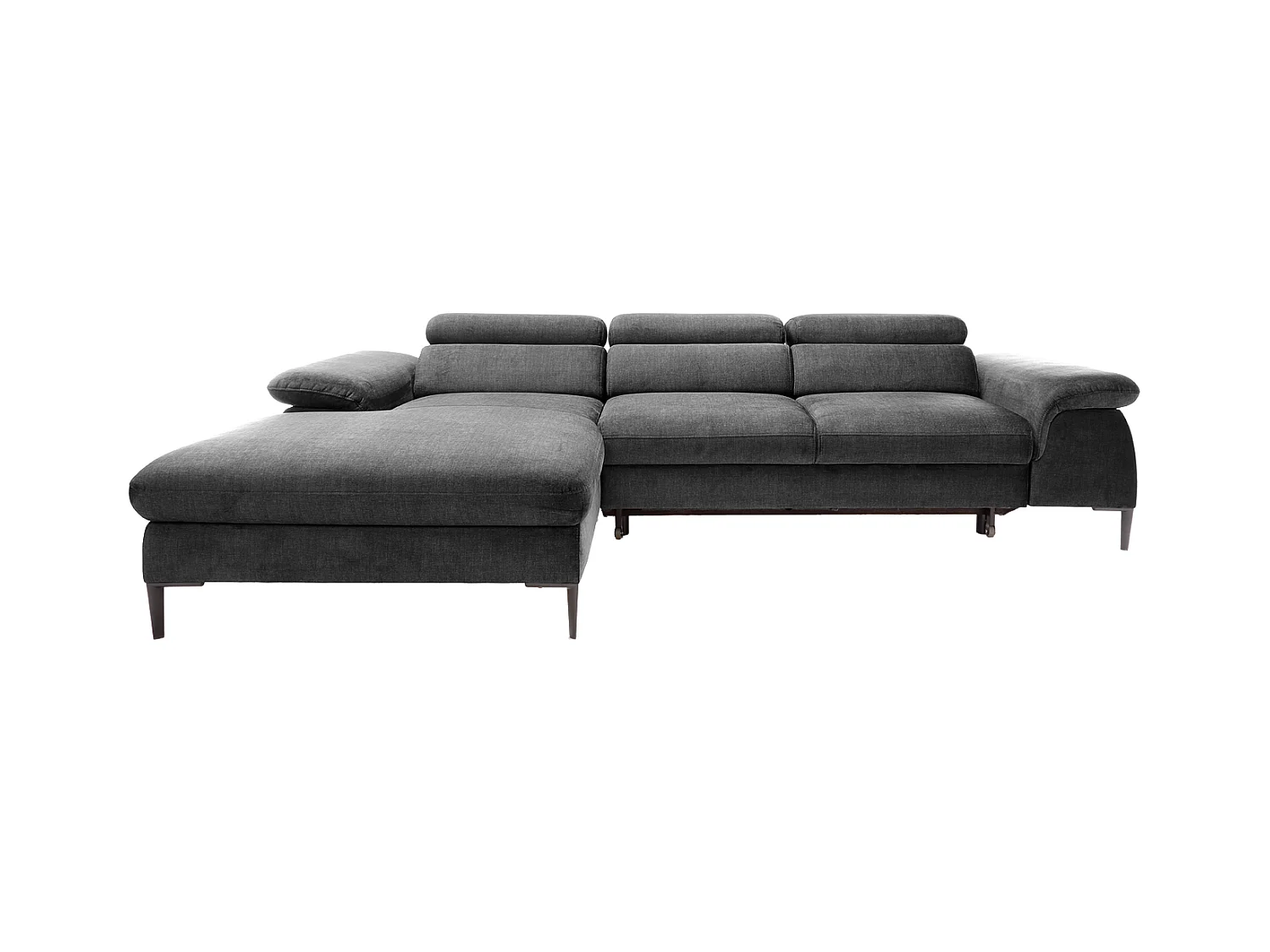 Canapé d'angle gauche convertible en velours gris anthracite SEPINA de Pascal Morabito