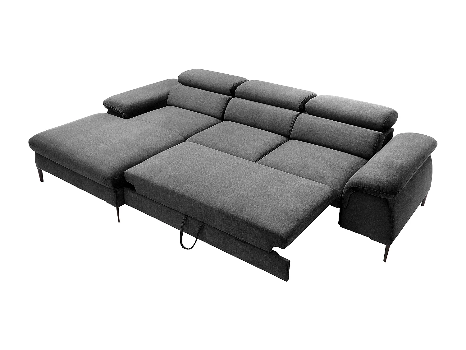 Canapé d'angle gauche convertible en velours gris anthracite SEPINA de Pascal Morabito