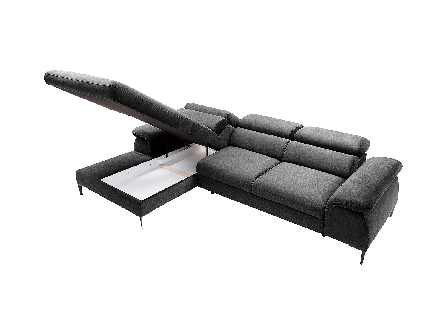 Canapé d'angle gauche convertible en velours gris anthracite SEPINA de Pascal Morabito