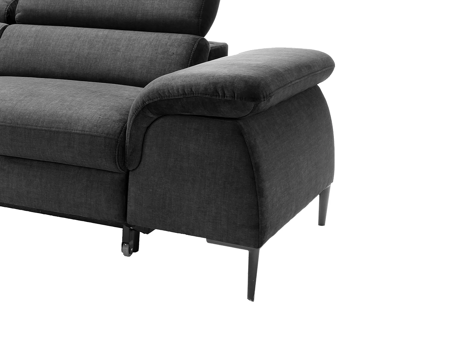 Canapé d'angle gauche convertible en velours gris anthracite SEPINA de Pascal Morabito