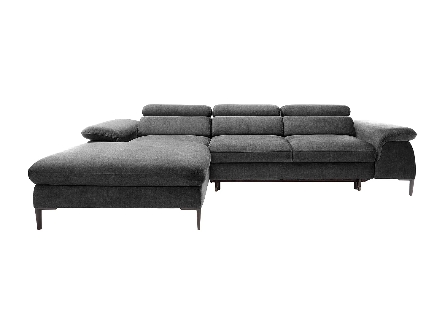 Canapé d'angle gauche convertible en velours gris anthracite SEPINA de Pascal Morabito