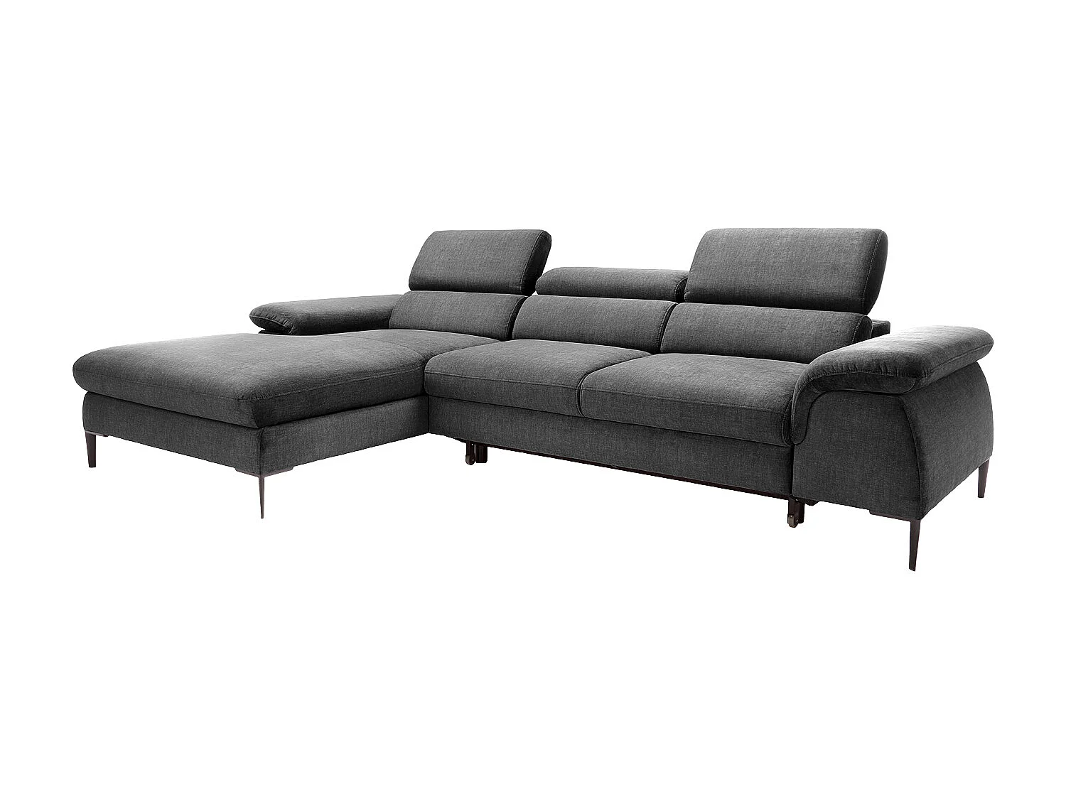 Canapé d'angle gauche convertible en velours gris anthracite SEPINA de Pascal Morabito