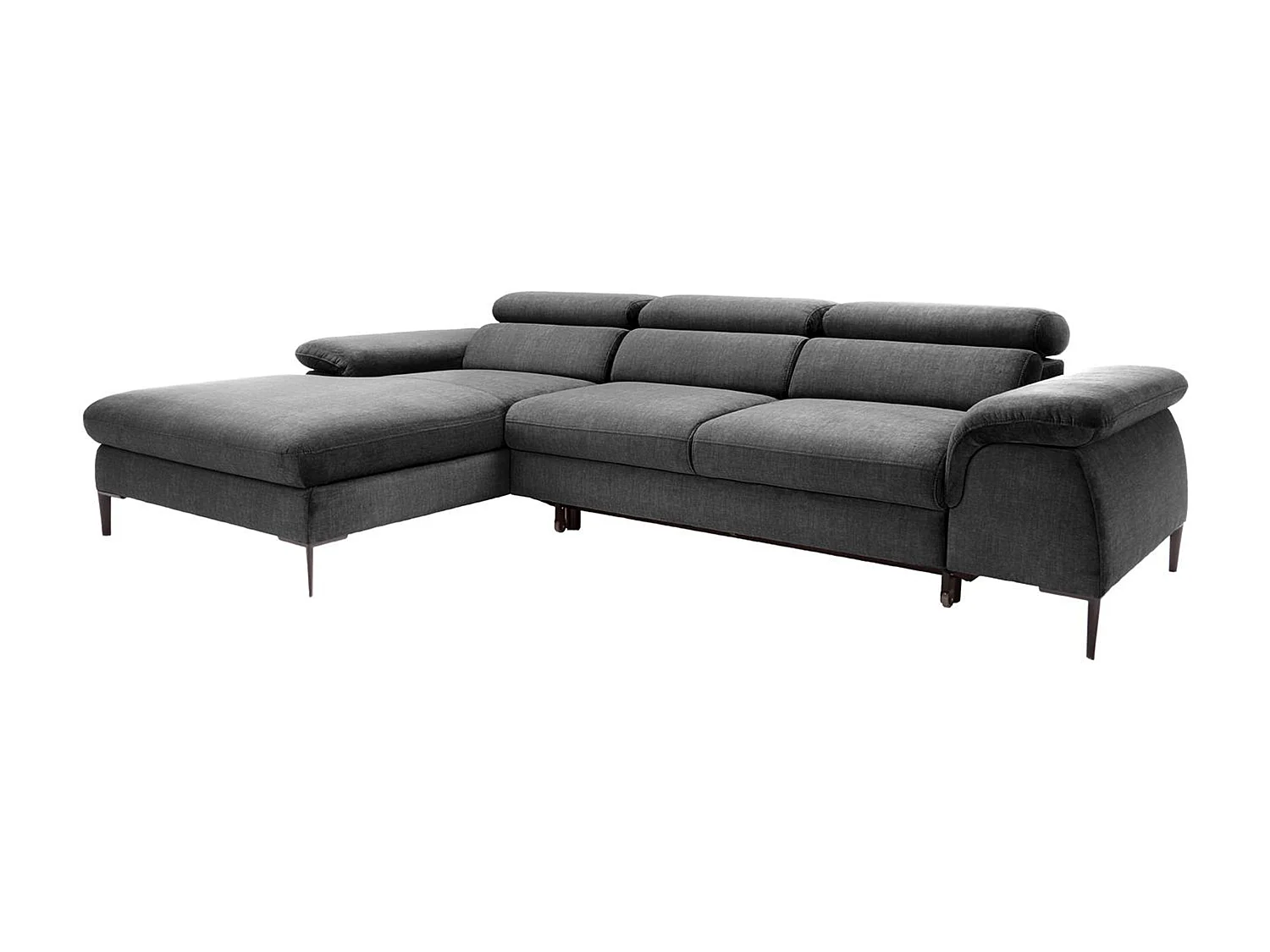 Canapé d'angle gauche convertible en velours gris anthracite SEPINA de Pascal Morabito