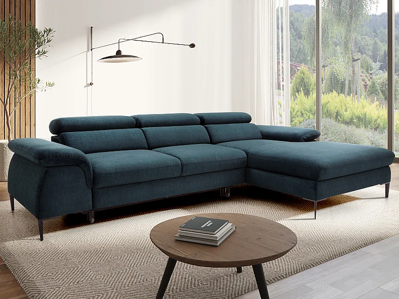 Divano letto in Velluto Blu notte - Angolo a destra - SEPINA di Pascal Morabito