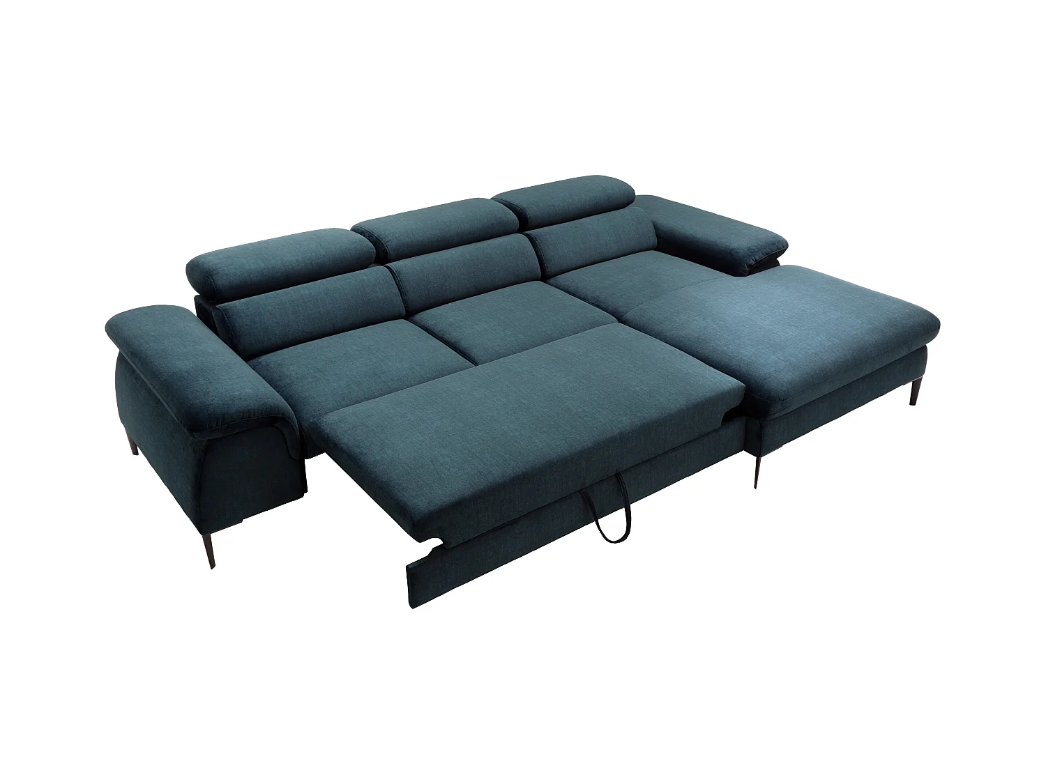 Ecksofa mit Schlaffunktion - Ecke rechts - Samt - Dunkelblau - SEPINA von PASCAL MORABITO