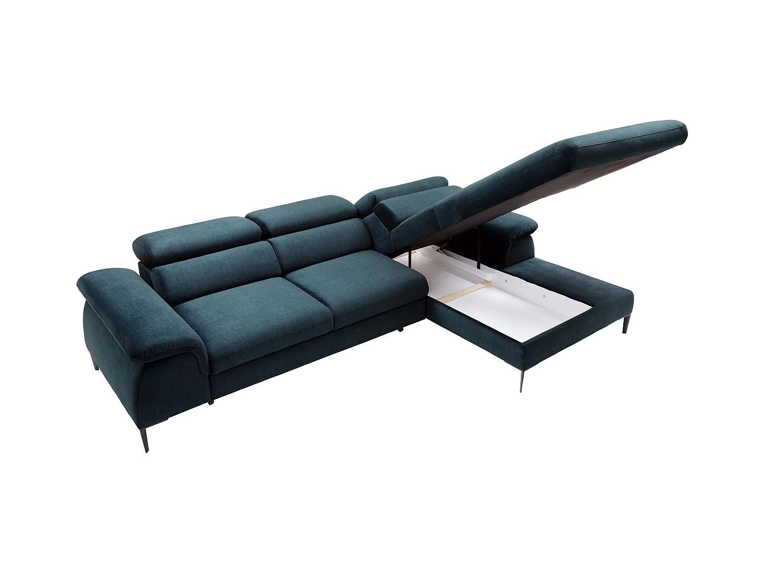 Sofa-højre-hjørnesofa sovesofa i mørkeblå velour hjørnesofa SEPINA fra Pascal Morabito