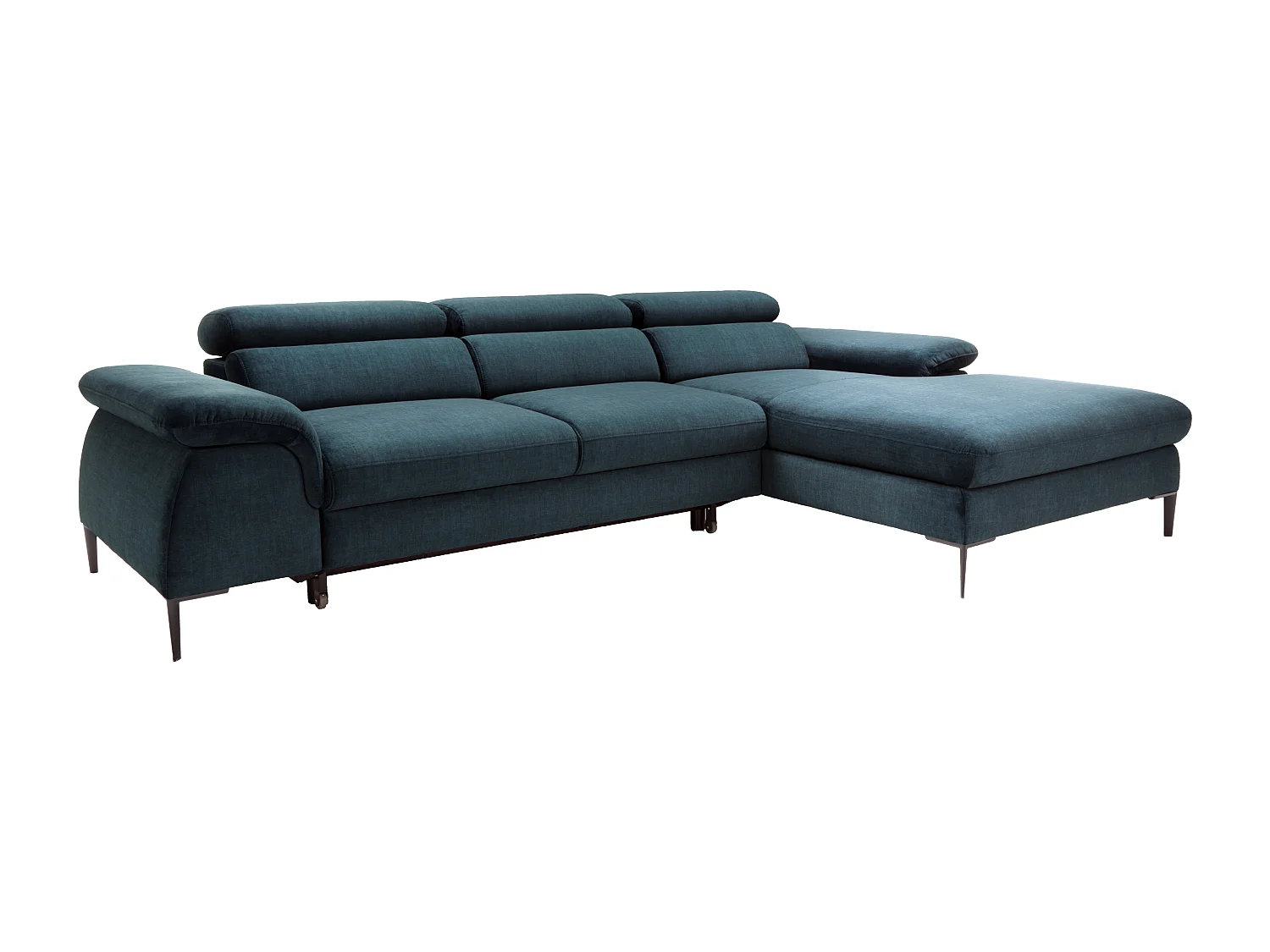 Ecksofa mit Schlaffunktion - Ecke rechts - Samt - Dunkelblau - SEPINA von PASCAL MORABITO
