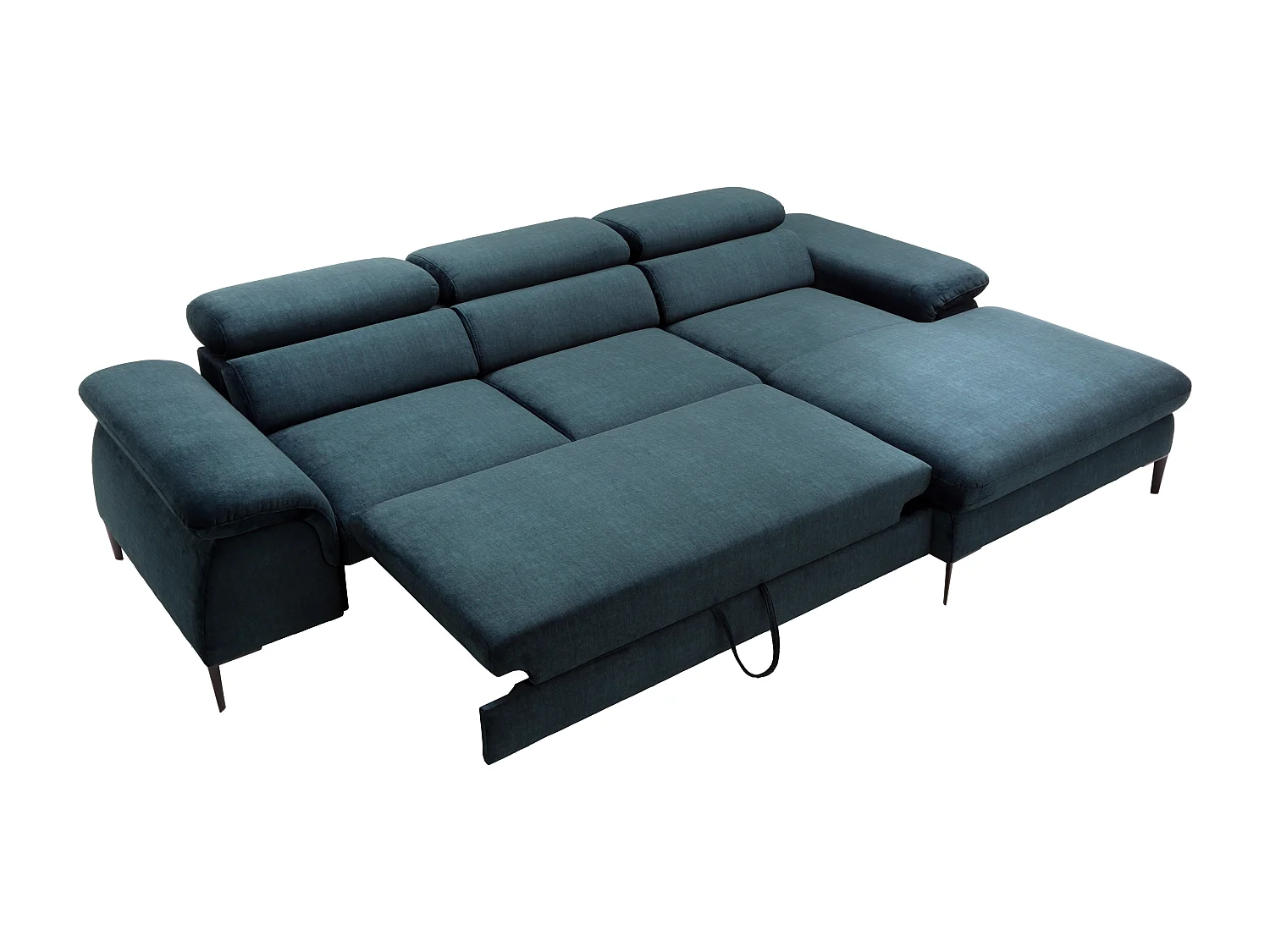 Ecksofa mit Schlaffunktion - Ecke rechts - Samt - Dunkelblau - SEPINA von PASCAL MORABITO