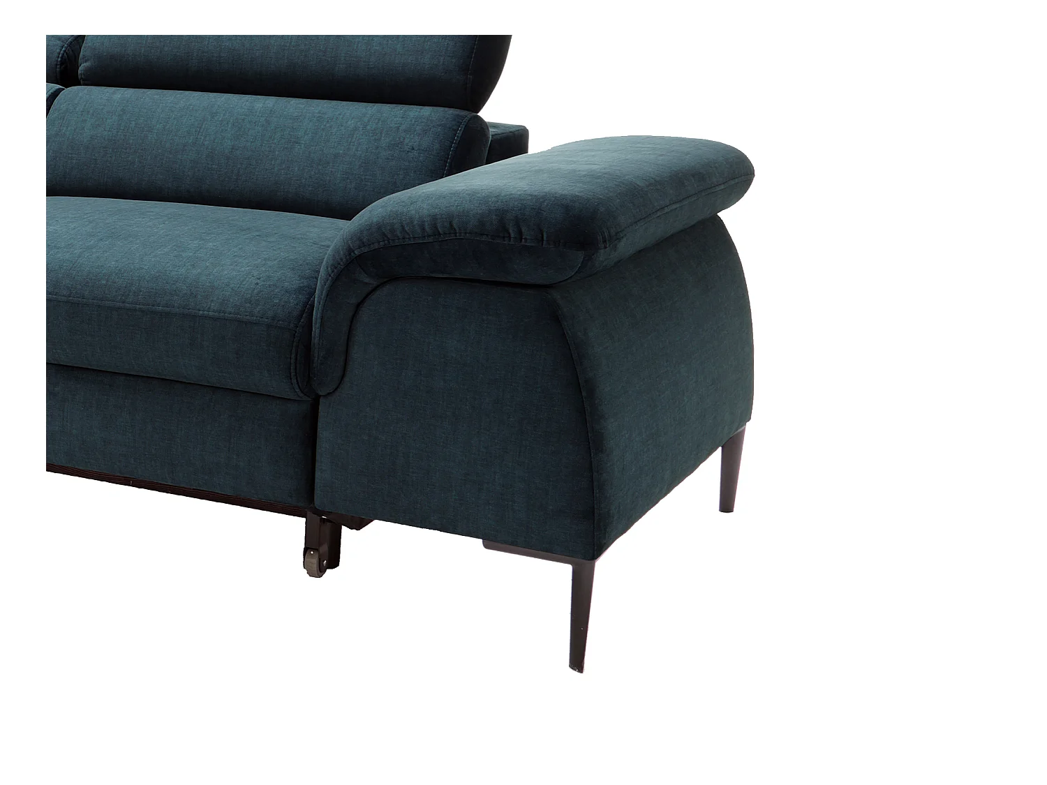 Canapé d'angle gauche convertible en velours bleu nuit SEPINA de Pascal Morabito