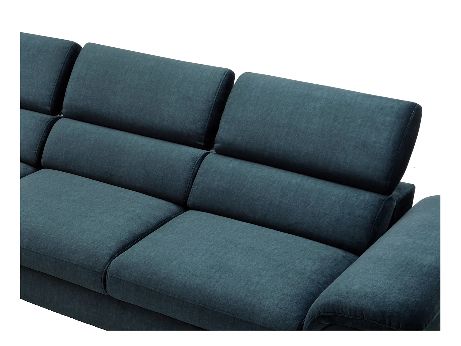 Canapé d'angle gauche convertible en velours bleu nuit SEPINA de Pascal Morabito