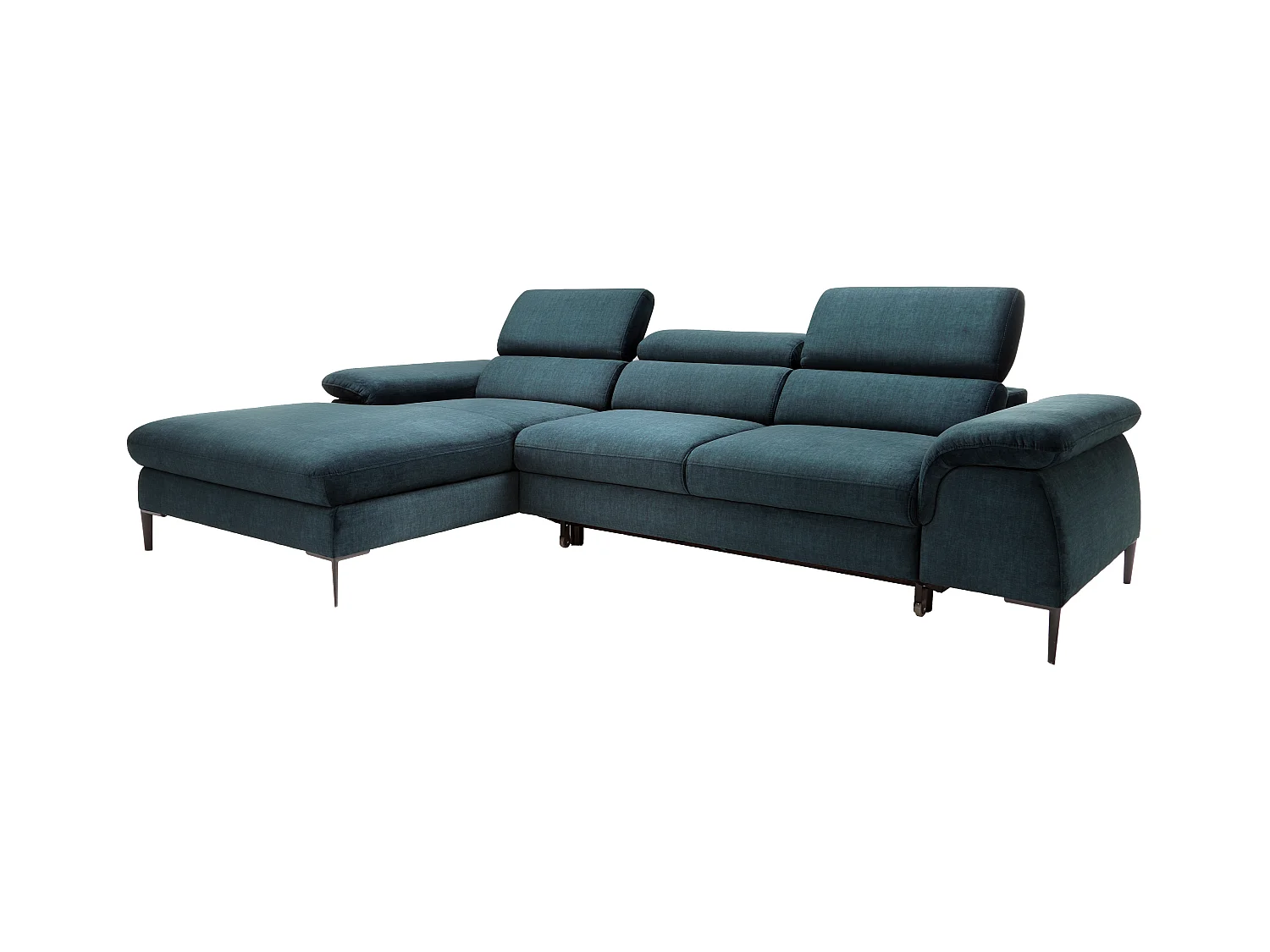 Canapé d'angle gauche convertible en velours bleu nuit SEPINA de Pascal Morabito