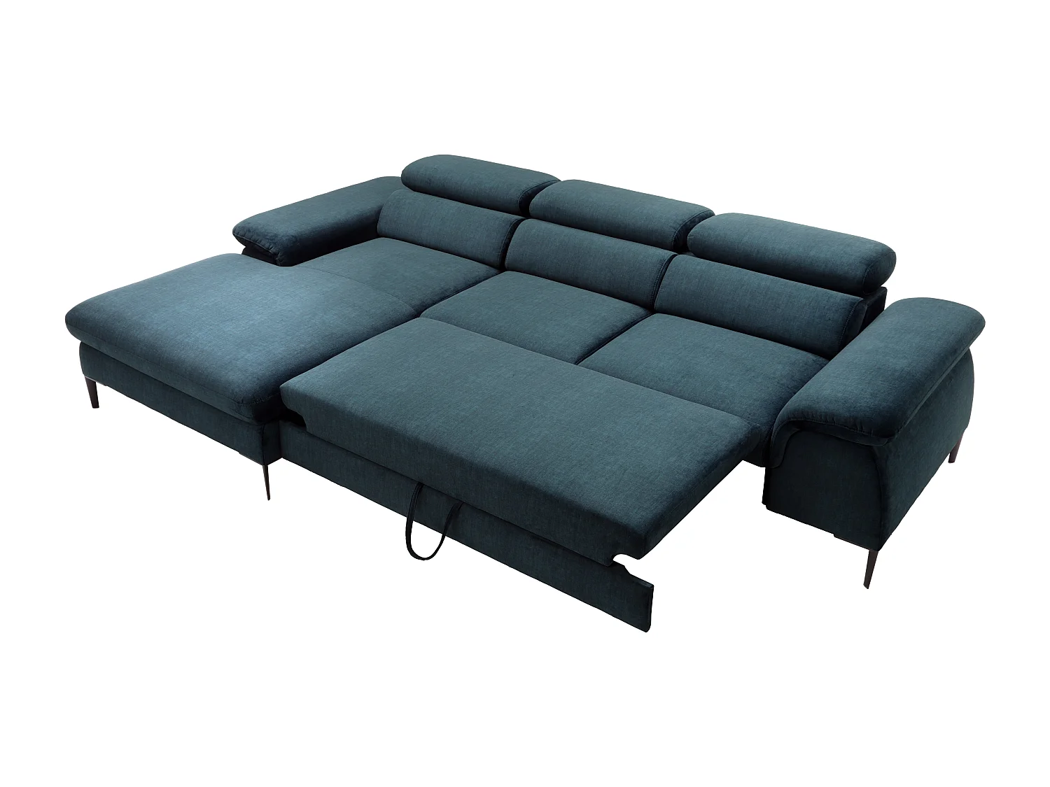 Ecksofa mit Schlaffunktion - Ecke links - Samt - Dunkelblau - SEPINA von PASCAL MORABITO